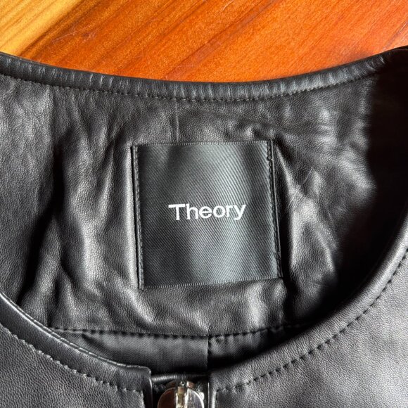 Perfect Black Leather Crop Jacket - Theory - Picture 6 of 10